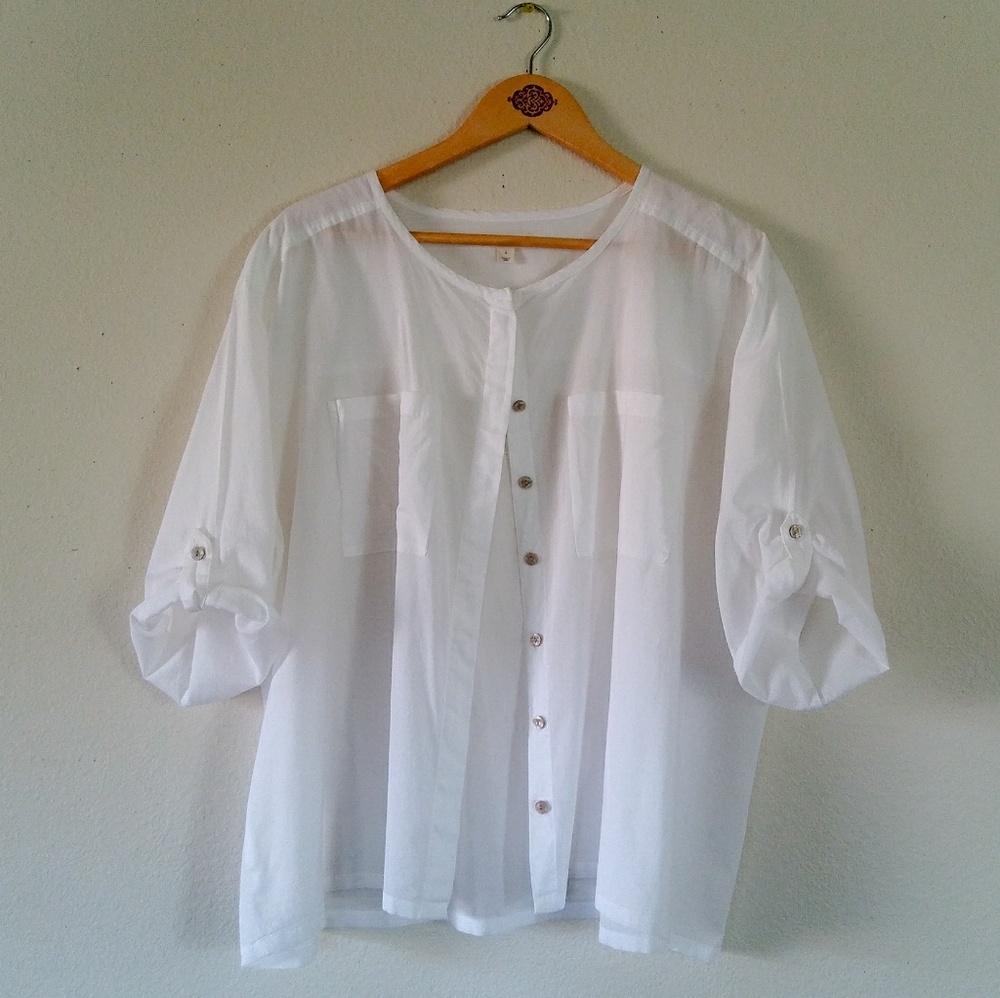 Caslon 100 percent cotton Semi Sheer top